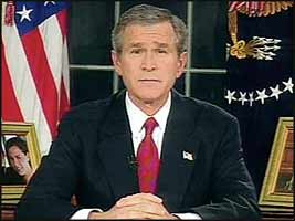 Even as his Generals were preparing to launch an unnecessary and illegal invasion of Iraq, Bush delivered again the lie that, ?Our nation enters this conflict reluctantly'.