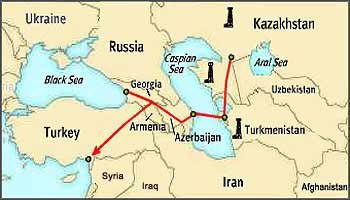 Georgia forms a land-bridge between the Caspian and Black Seas, and occupies much of the land designated for the proposed main oil pipeline from the Caspian region.