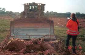 Rachael Corrie was killed by this bulldozer as she was protesting against the destruction of Palestinian homes - the military said that the driver didn't see her.