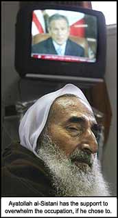 Ayatollah al-Sistani has enough support to overwhelm the USA, if he chose to.